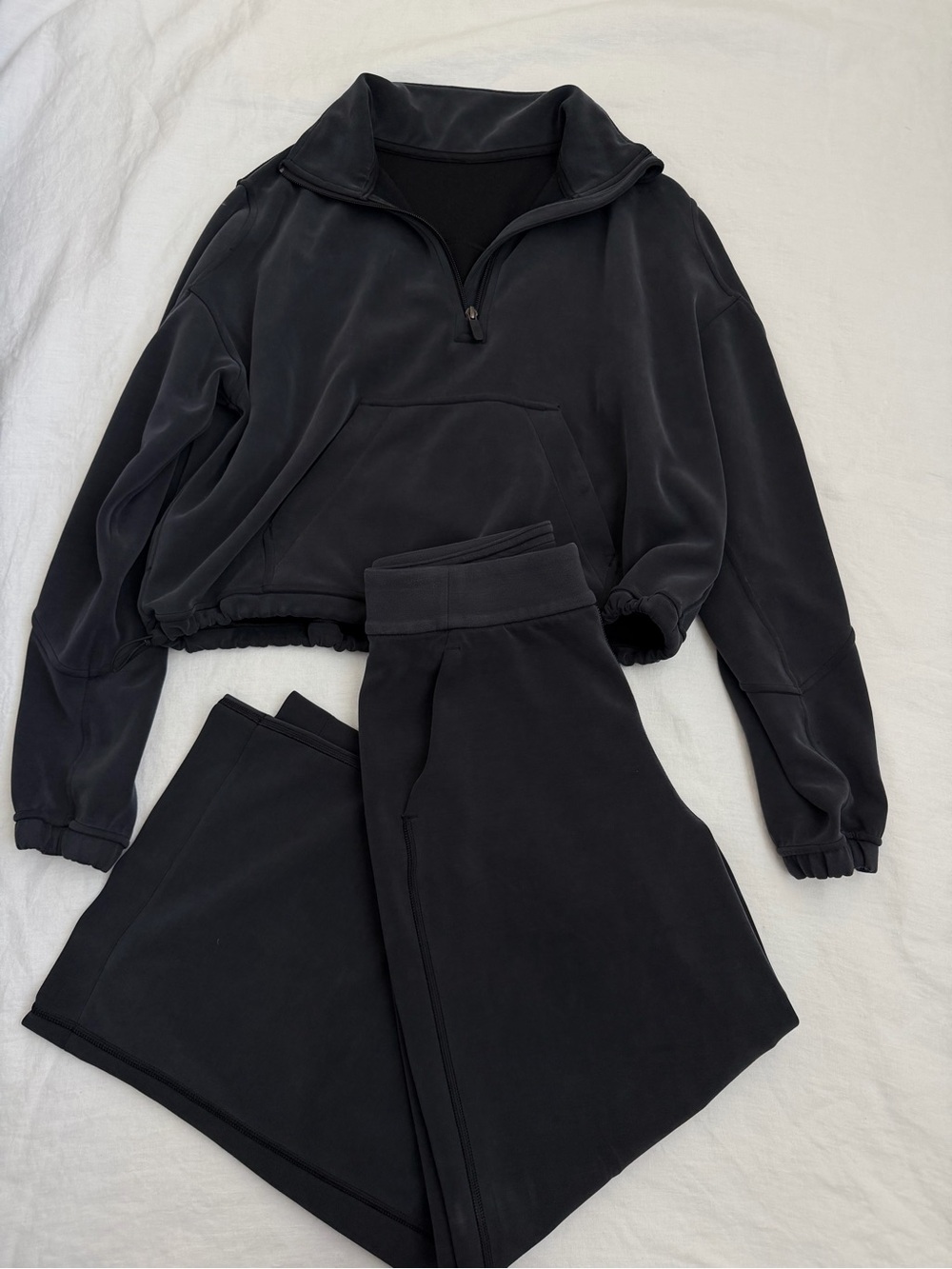 lululemon athletica Gray Wide-Leg Sweats & Half-Zip Pullover Set